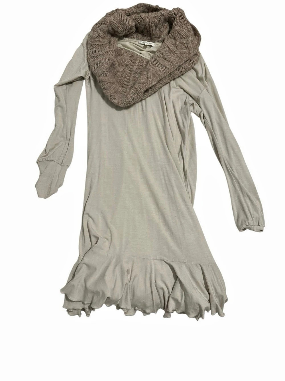 Patrizia Pepe Cowl Neck Ruffle Hem Dress Gray Size 0